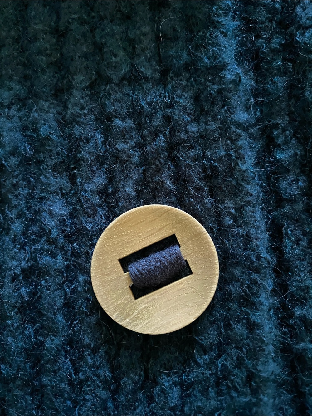 Free People Knit Belted Cardigan Coat Teal / Forest Green wood buttons Medium - Picture 10 of 16